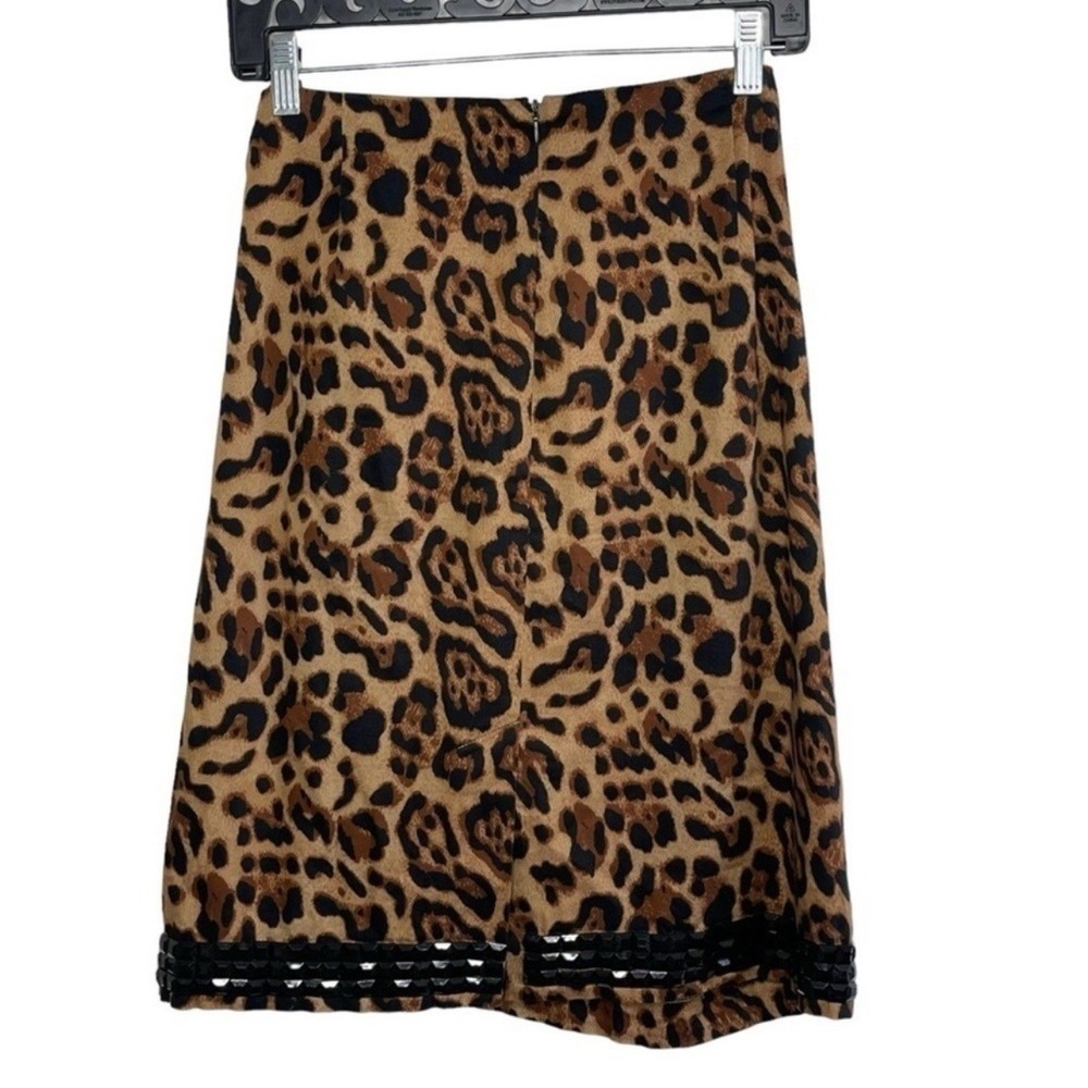 VTG‎ Leopard Print Beaded Hem Pencil Skirt Glam Night Out Date Night Party Sz 18 - Picture 3 of 10